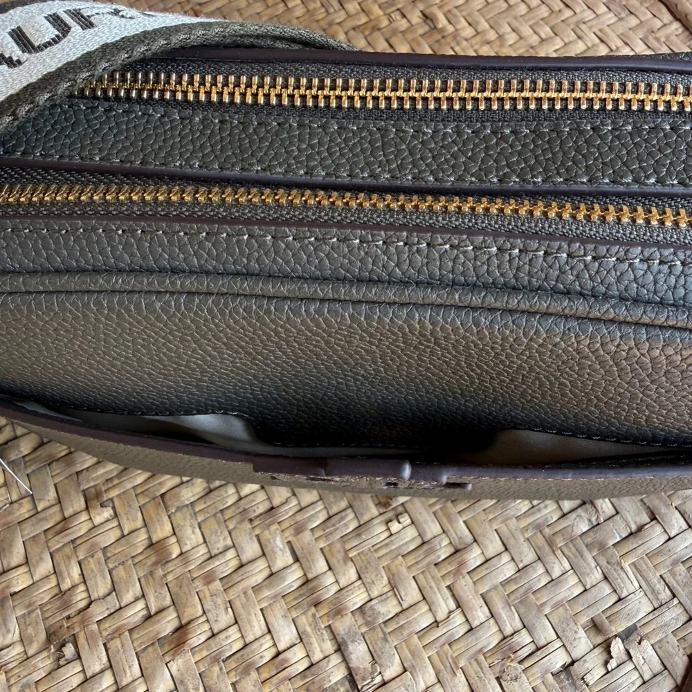 Lauren Ralph Lauren Crossbody Dark Olive Pebbled Leather RLL Camera Bag Purse OS